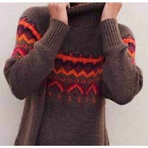 Lou & Grey for Loft wool blend fair isle sweater womens M - Picture 1 of 9